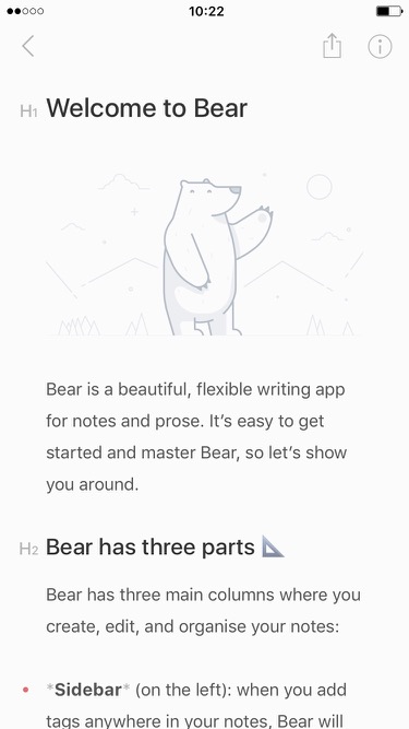 Screenshot of Bear