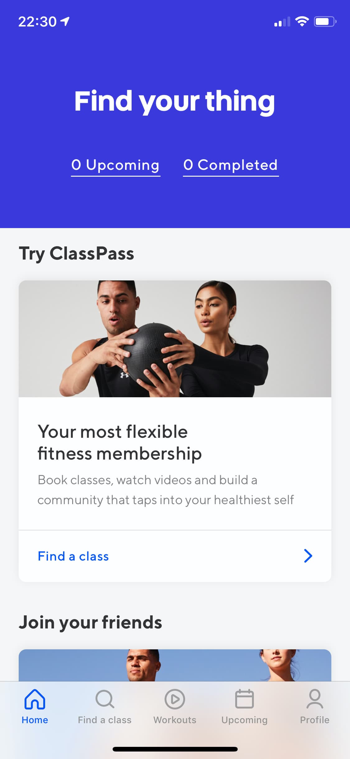 Screenshot of ClassPass