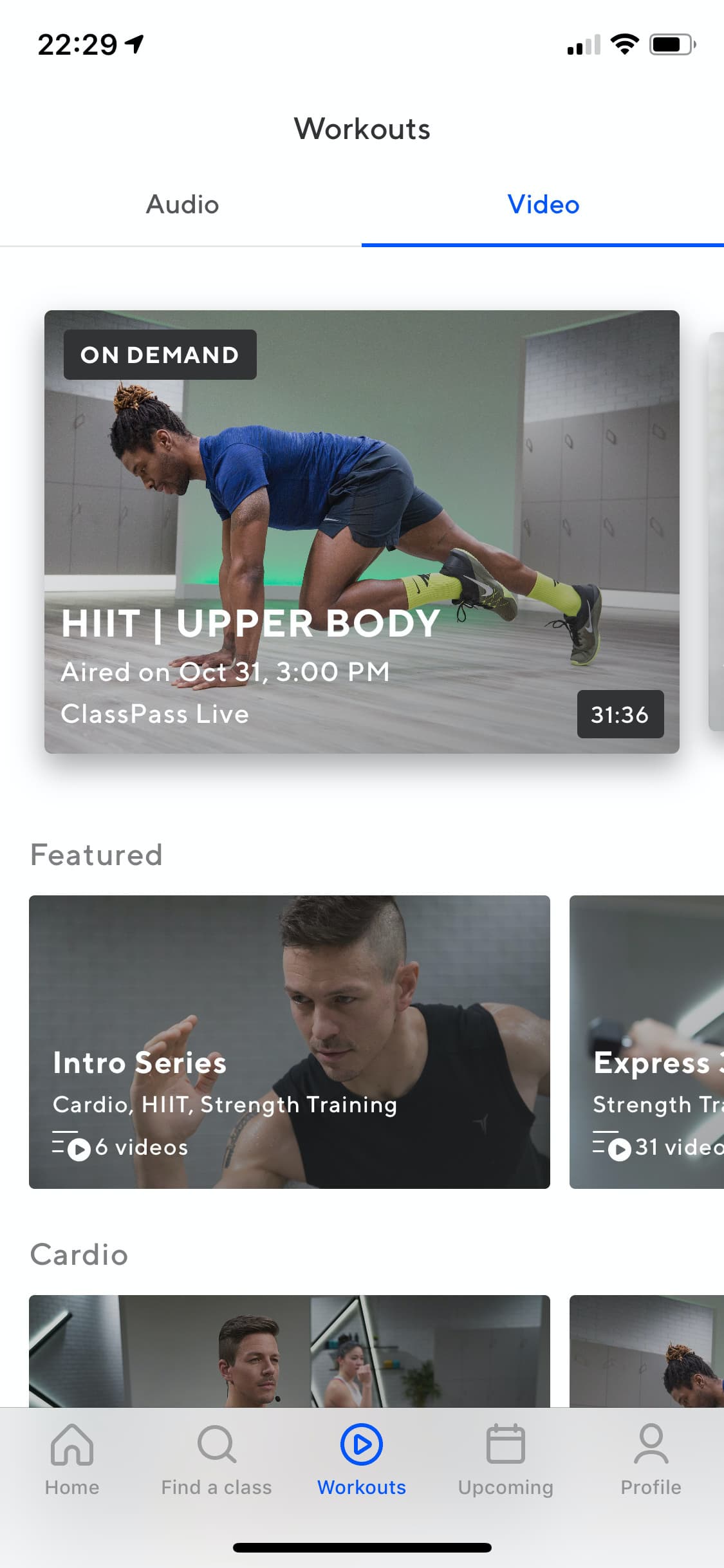 Screenshot of ClassPass