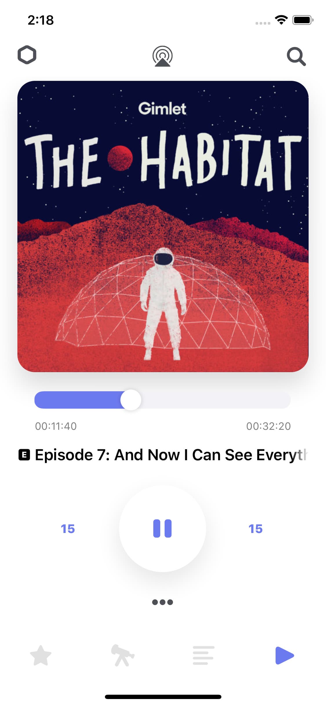 Screenshot of Cosmicast