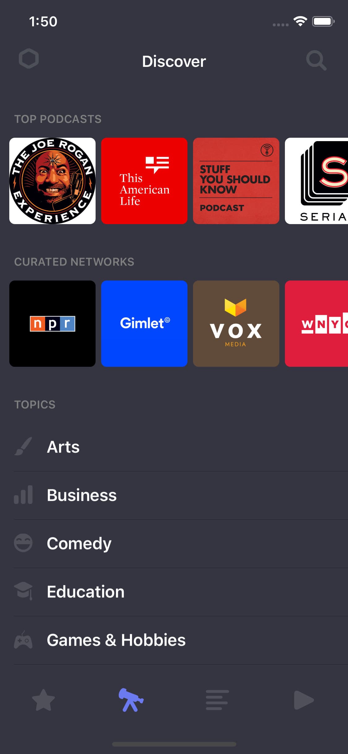 Screenshot of Cosmicast
