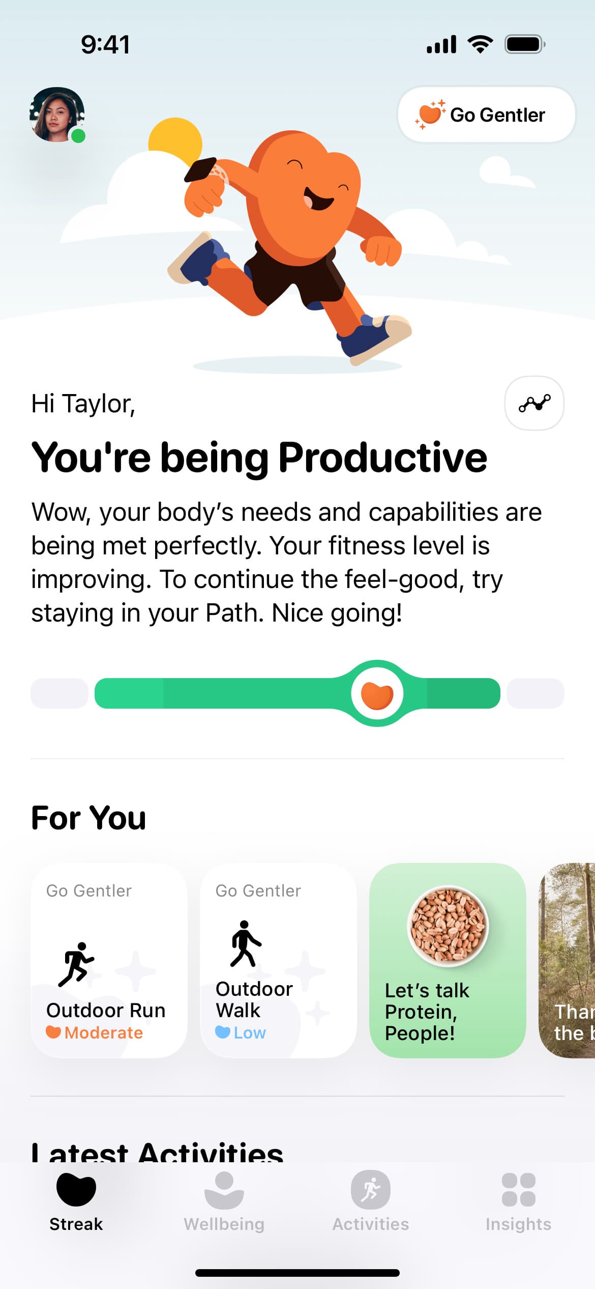Screenshot of Gentler Streak