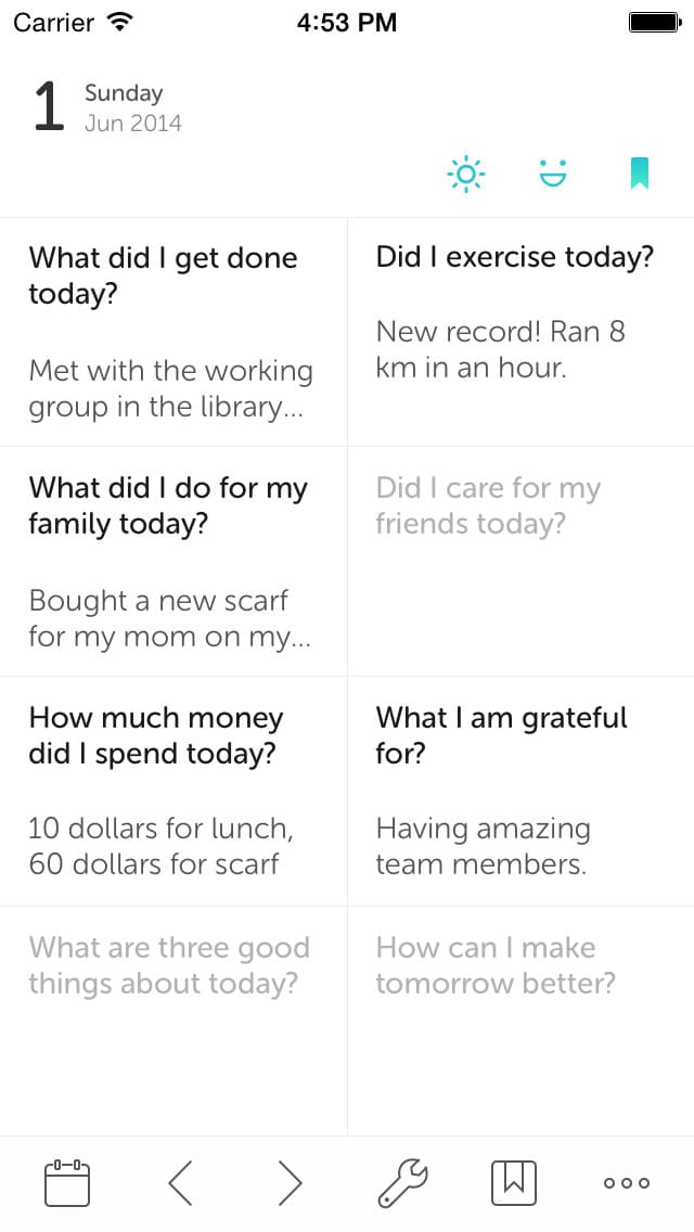 Screenshot of Grid Diary