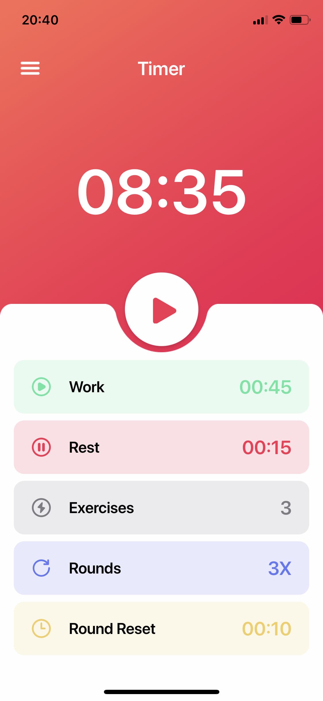 Screenshot of HIIT Timer