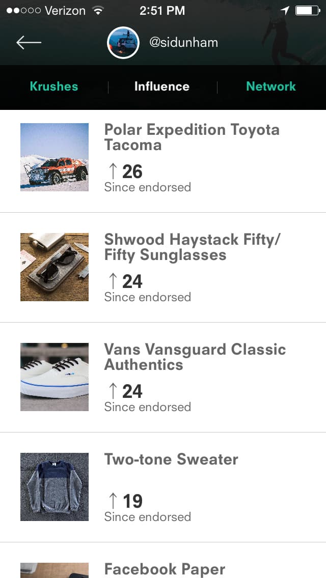 Screenshot of Krush Mobile