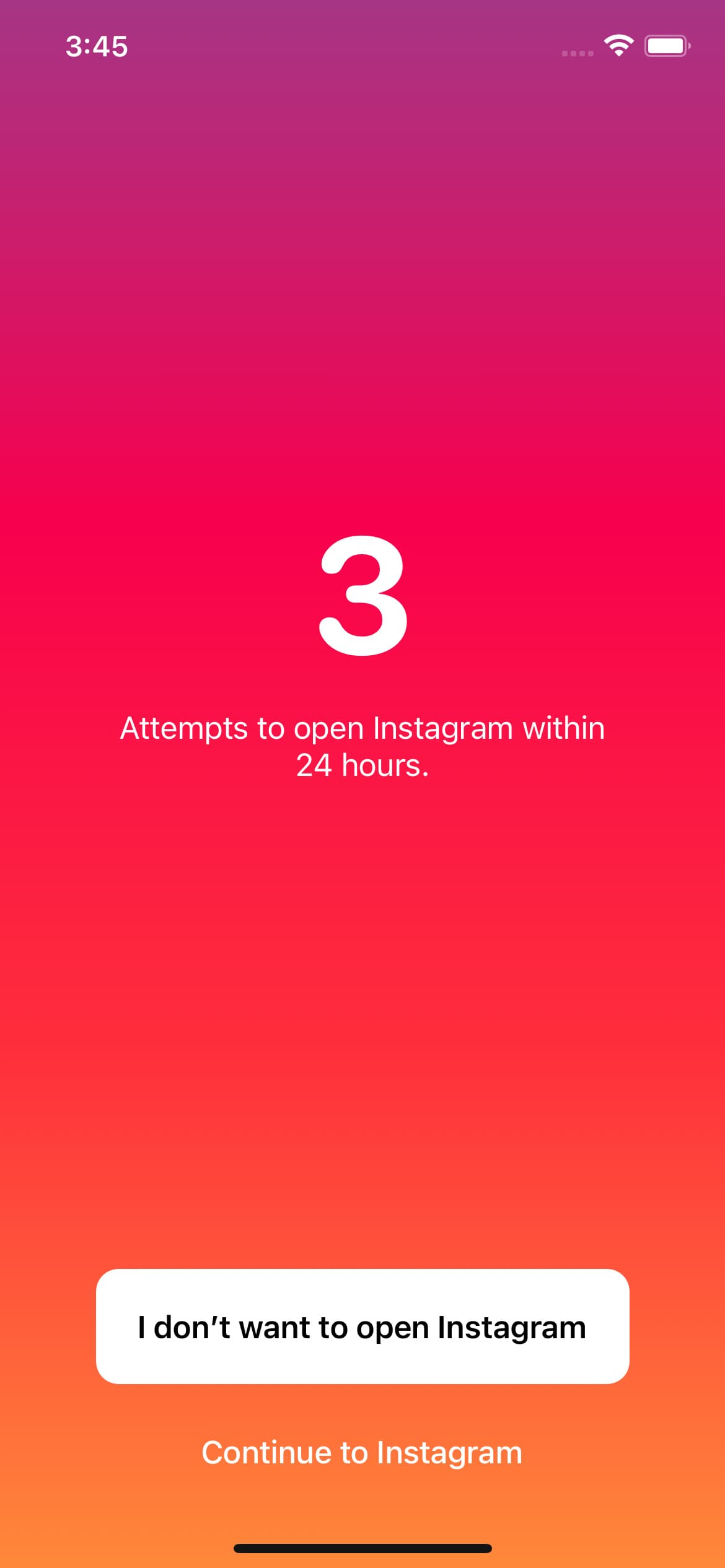 Screenshot of one sec