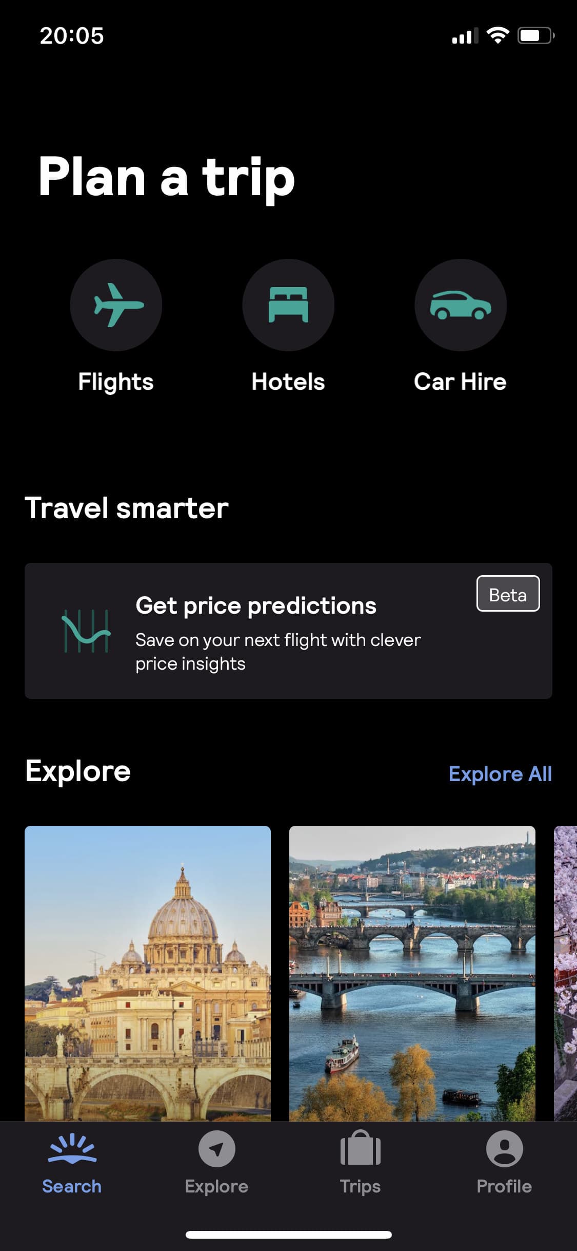 Screenshot of Skyscanner
