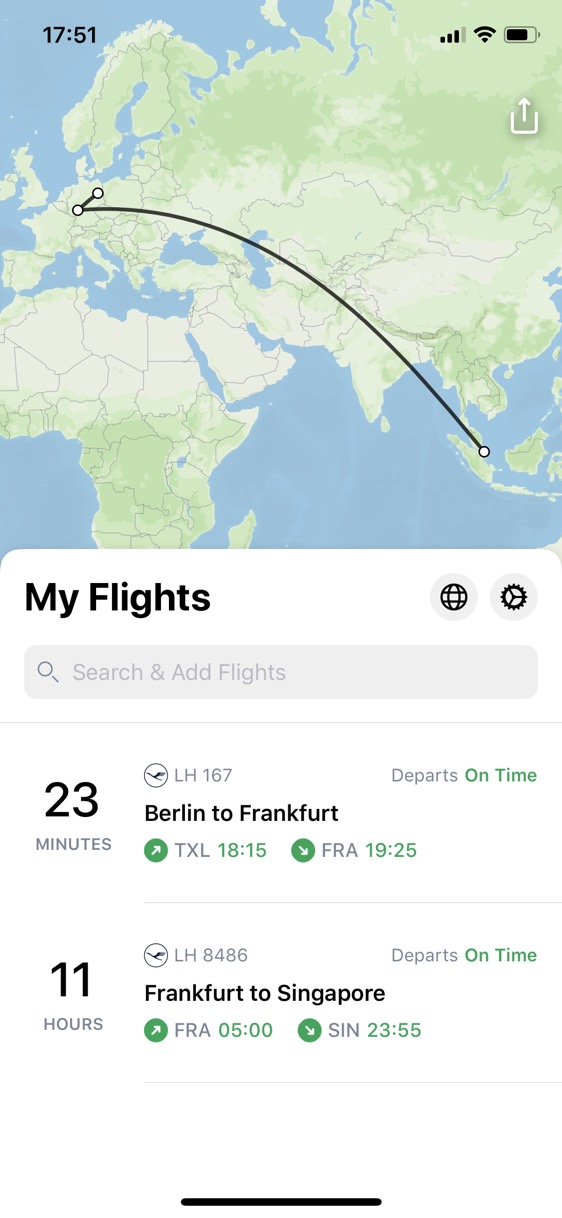 Screenshot of Flighty
